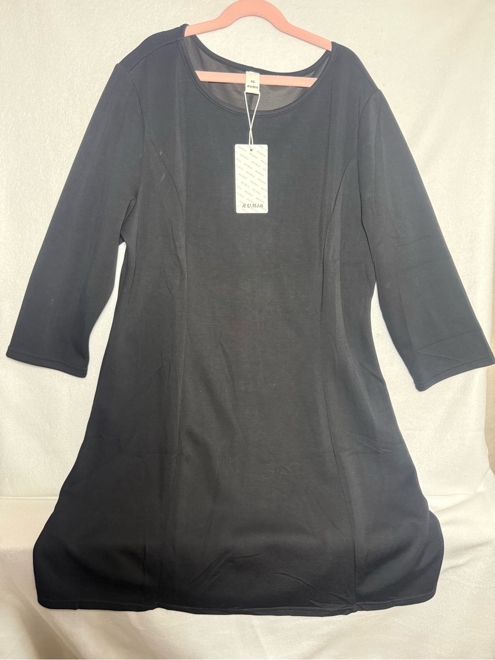 RUMIA Women’s Black A-Line Boat Neck Dress
